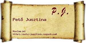 Pető Jusztina névjegykártya